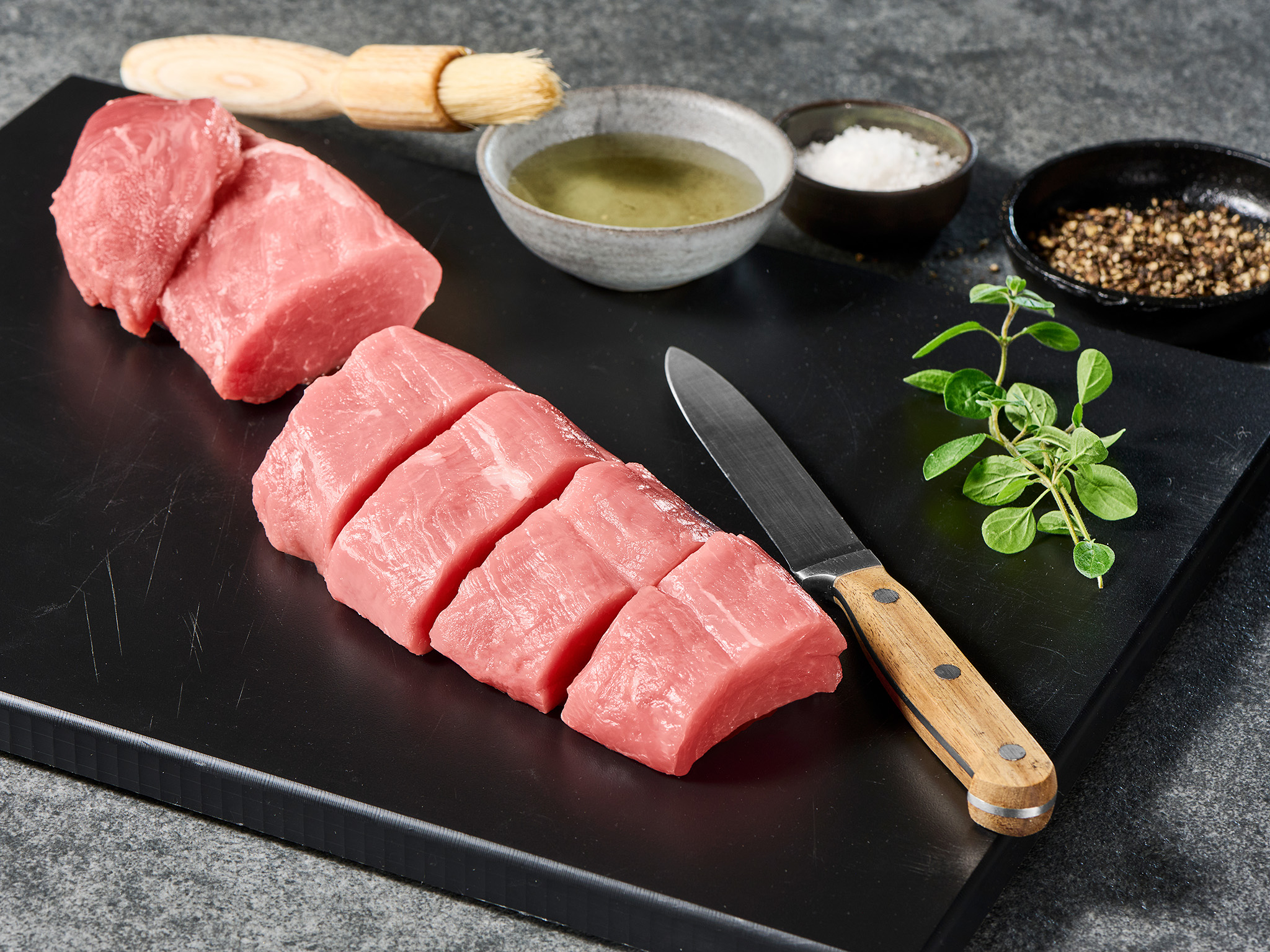 Schweinefleisch geschnitten